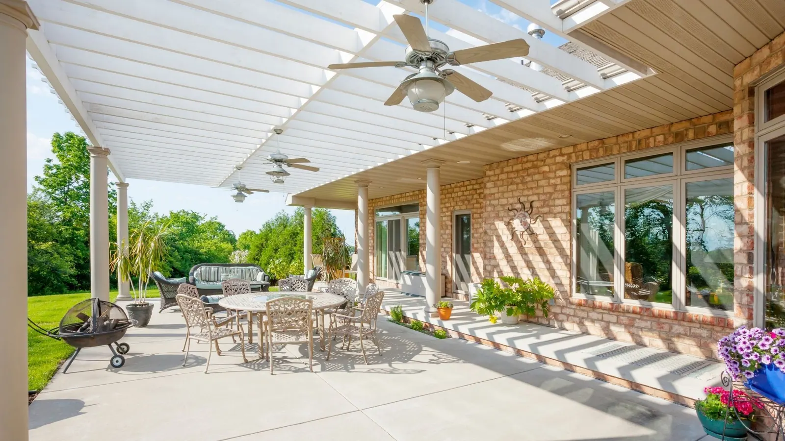 Covered concrete patio project completed by B&R Services